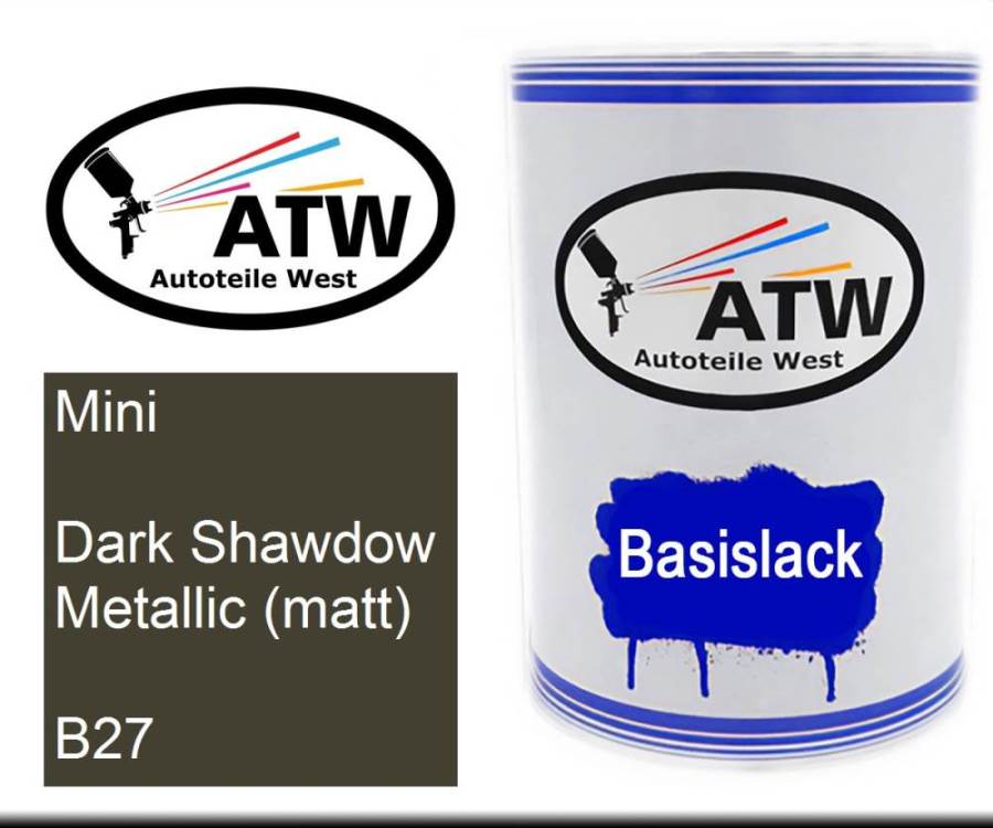 Mini, Dark Shawdow Metallic (matt), B27: 500ml Lackdose, von ATW Autoteile West.